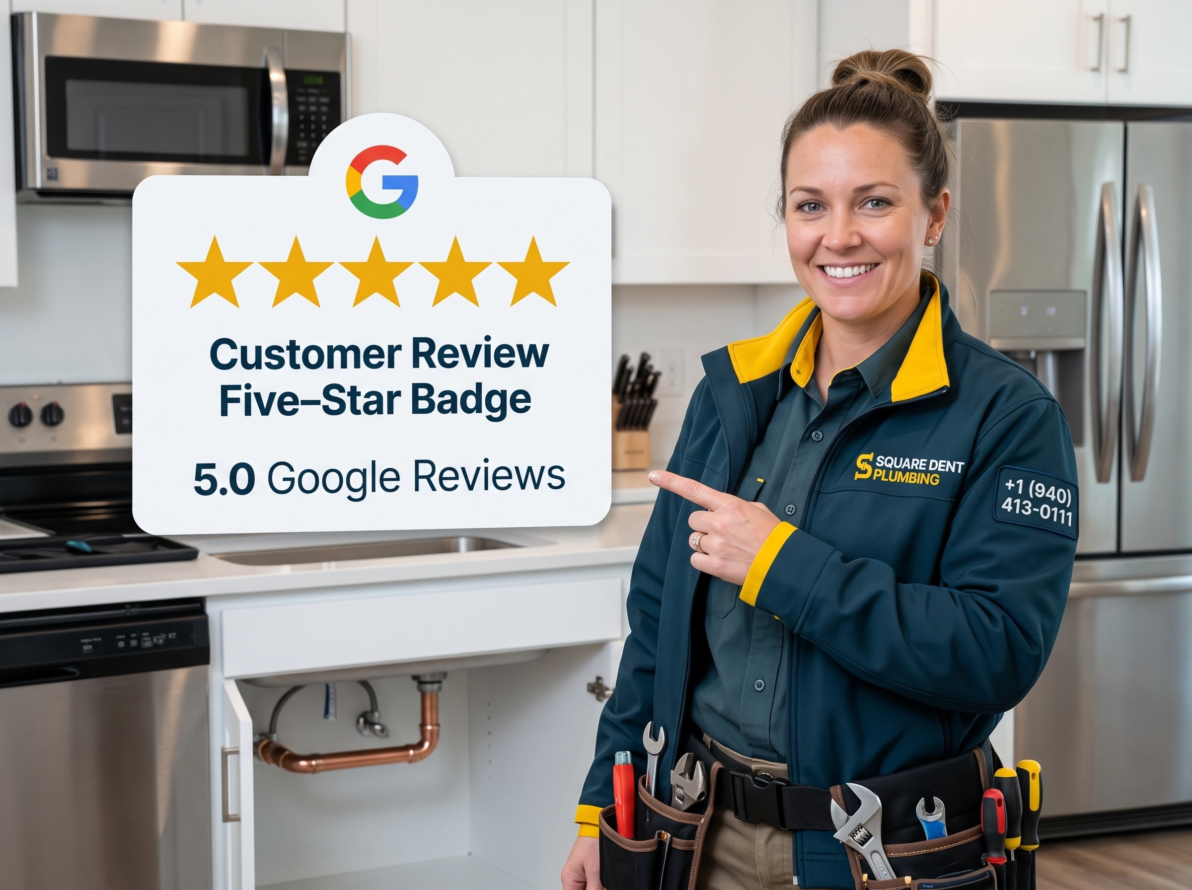 5-star Google reviewed plumber — Square Dent Plumbing Denton TX
