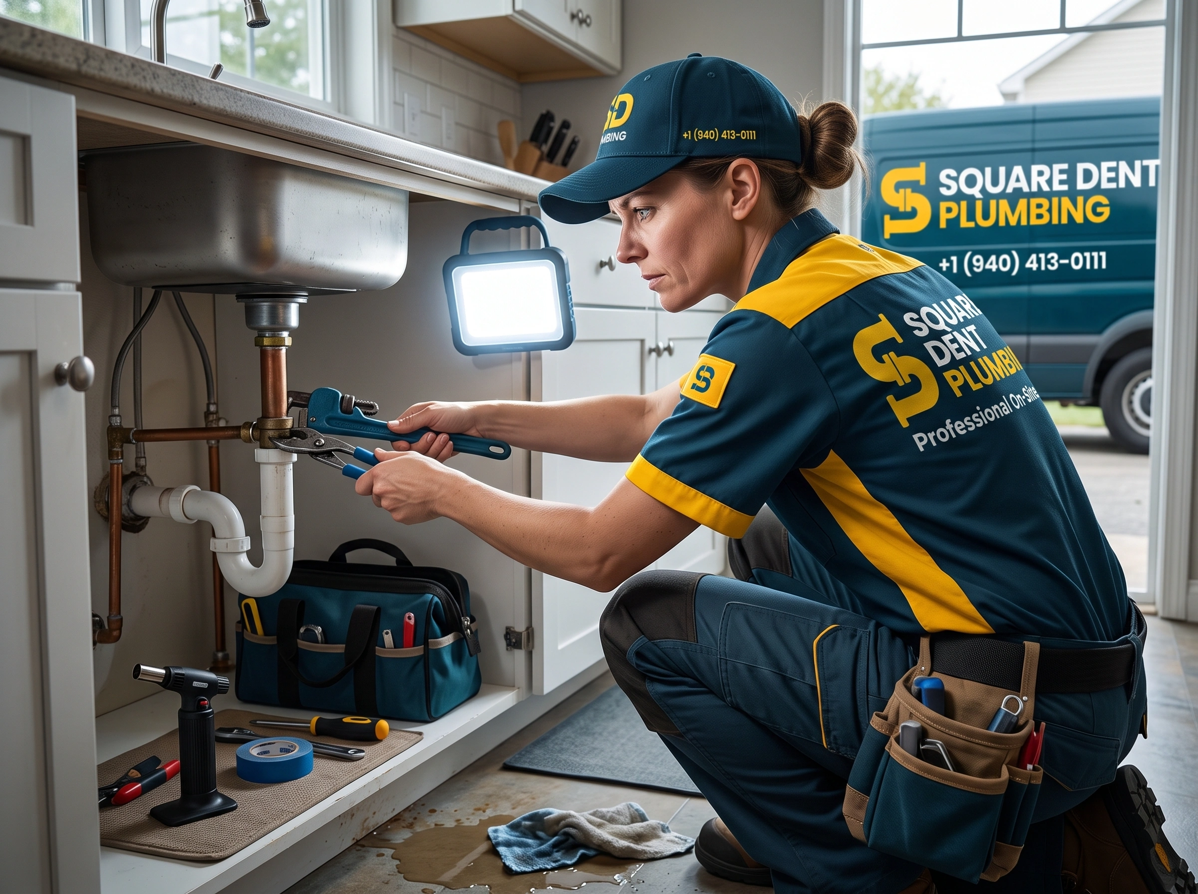Certified plumber diagnosing repair vs replace — Square Dent Plumbing Denton TX