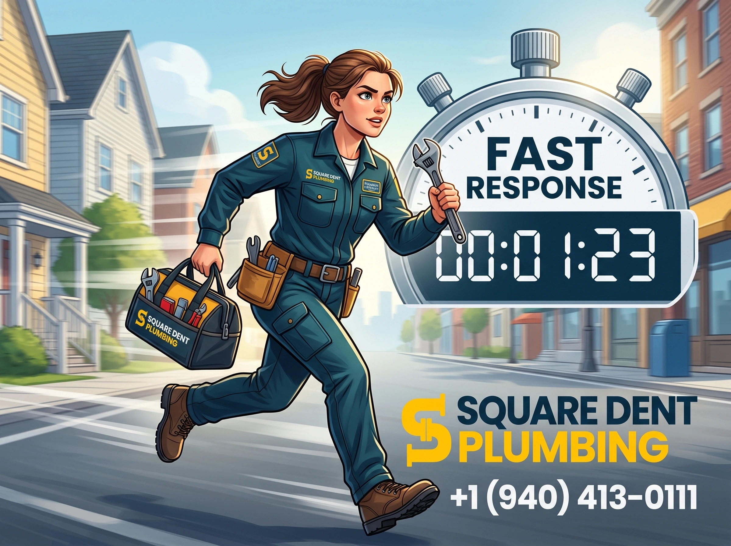 Fast response emergency plumber van — Square Dent Plumbing Denton TX
